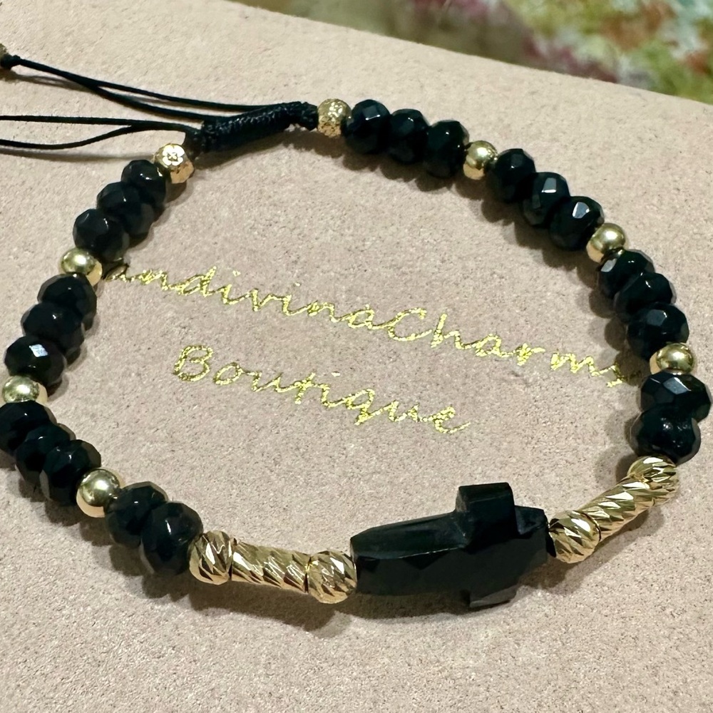 Black and Gold Beaded Bracelet